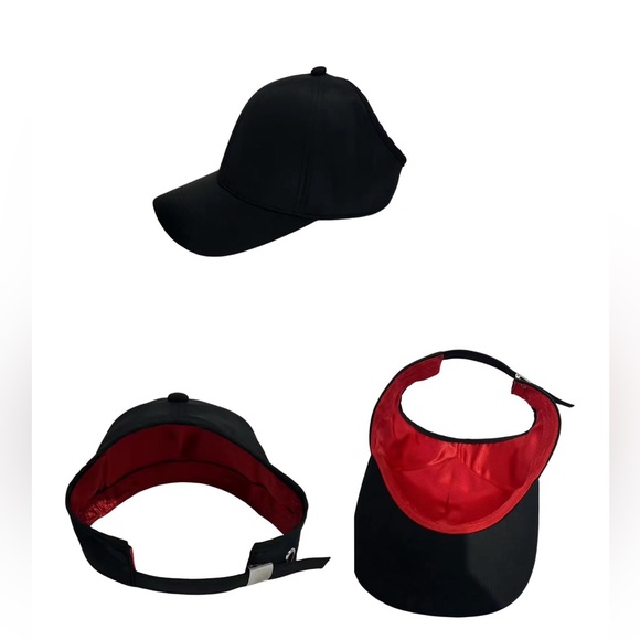 NEW Sherpa NY Rhinestone (Gold) Logo ponytail baseball cap with Red satin lining - Picture 7 of 10